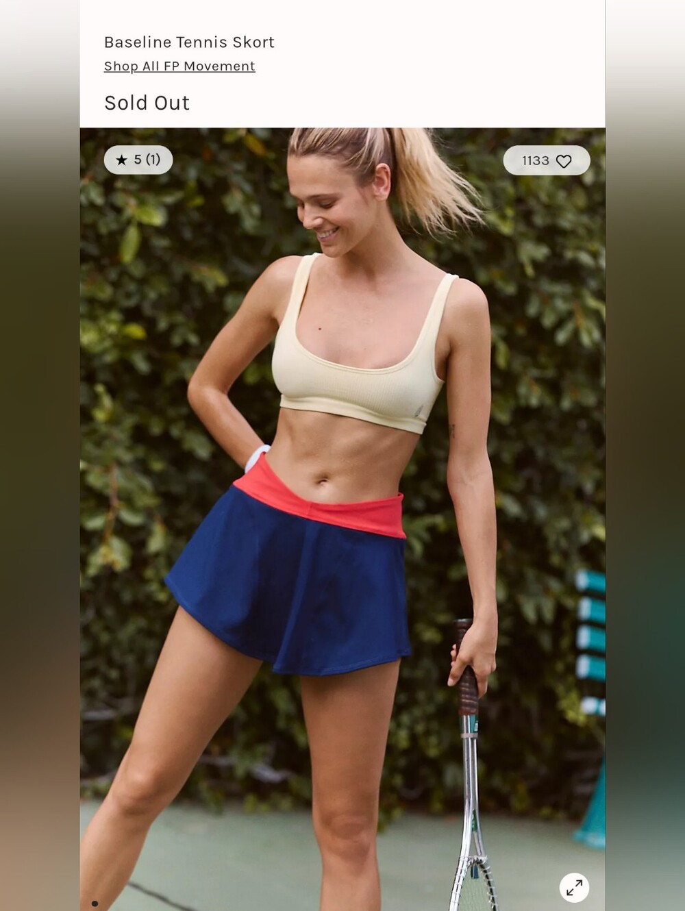 FP Movement Free People Baseline Tennis Skort Tennis Skirt XS Red Navy NWT